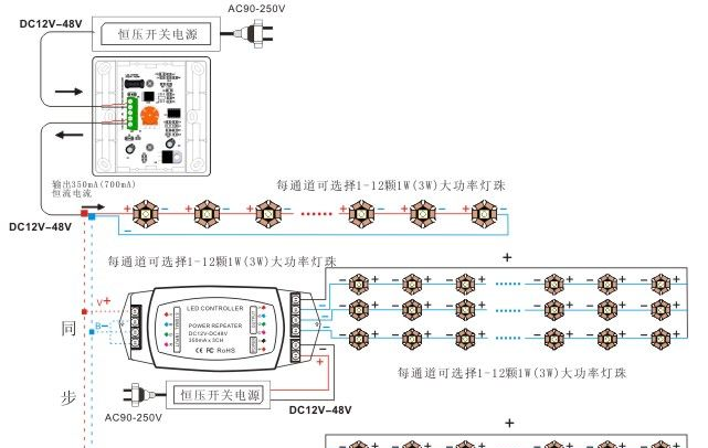 树脂附件与地埋灯与功率放大器元器件接线图