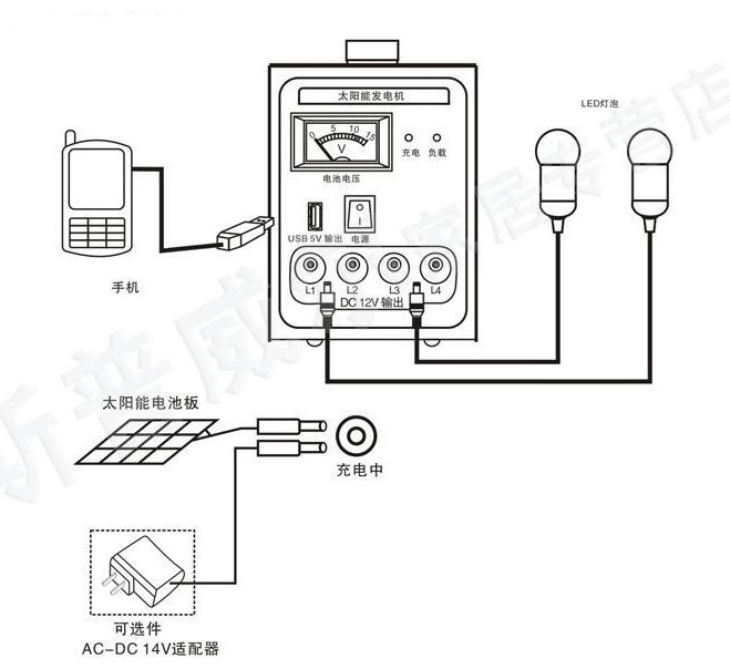 录音电话机与太阳能发电机接线图