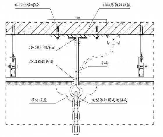 金属丝 绳与铝板天花灯具安装