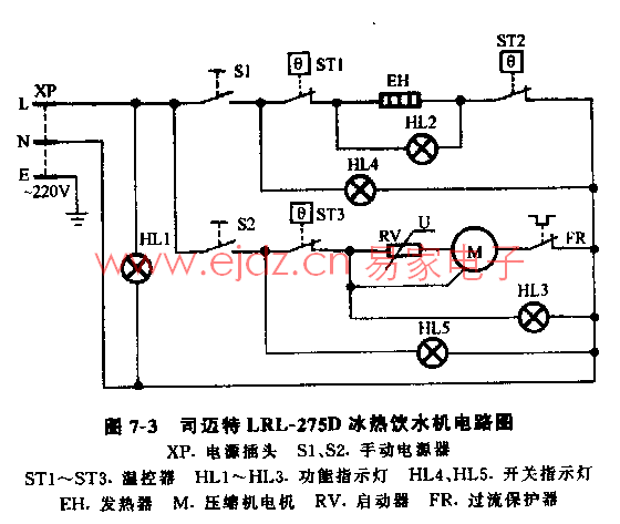 运动表与饮水机工作电路图