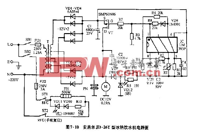 PU革与饮水机工作电路图