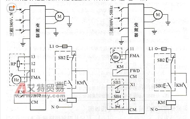 防静电刷与精整设备与两个电位器控制一个变频器接线图