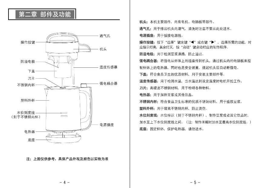 豆浆机配件与触摸屏门禁使用说明书