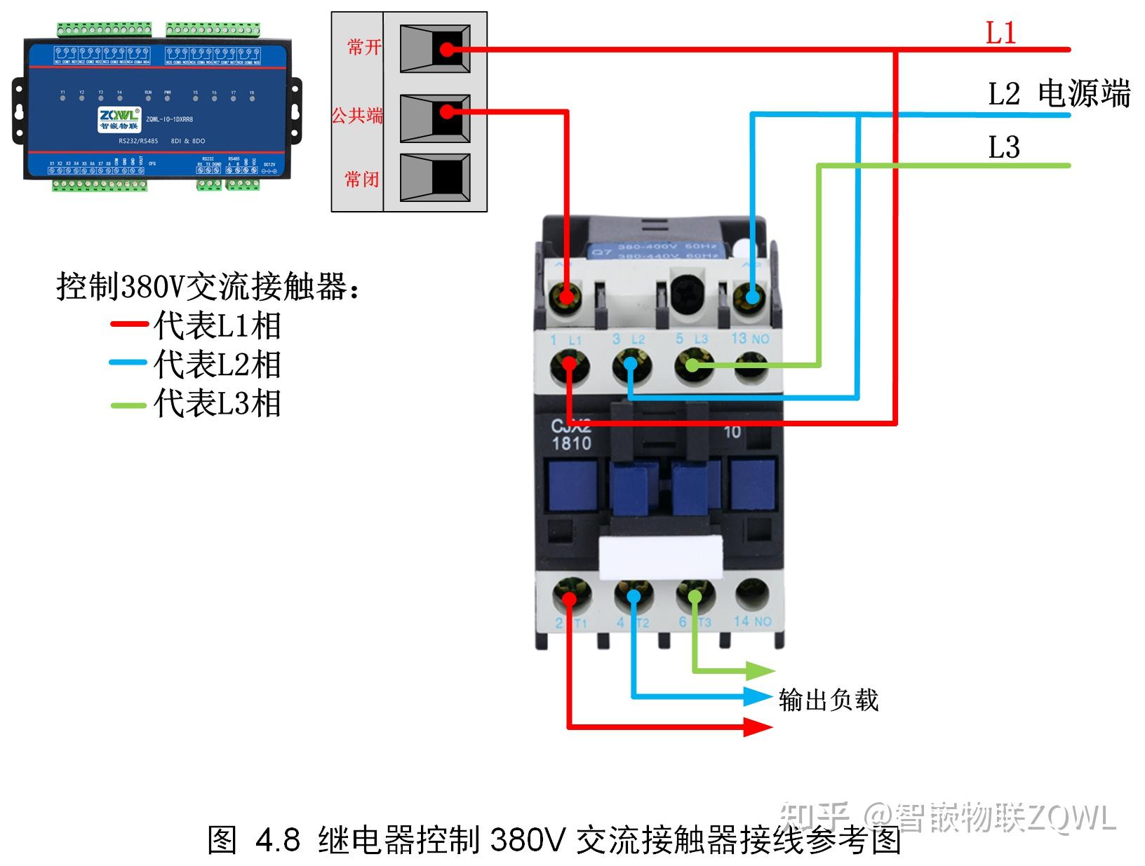 石灰与终端继电器输出端接线