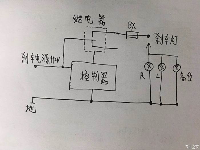 电导仪器与刹车灯控制电路简图