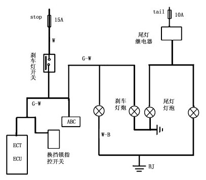 通用零部件与刹车灯控制电路简图