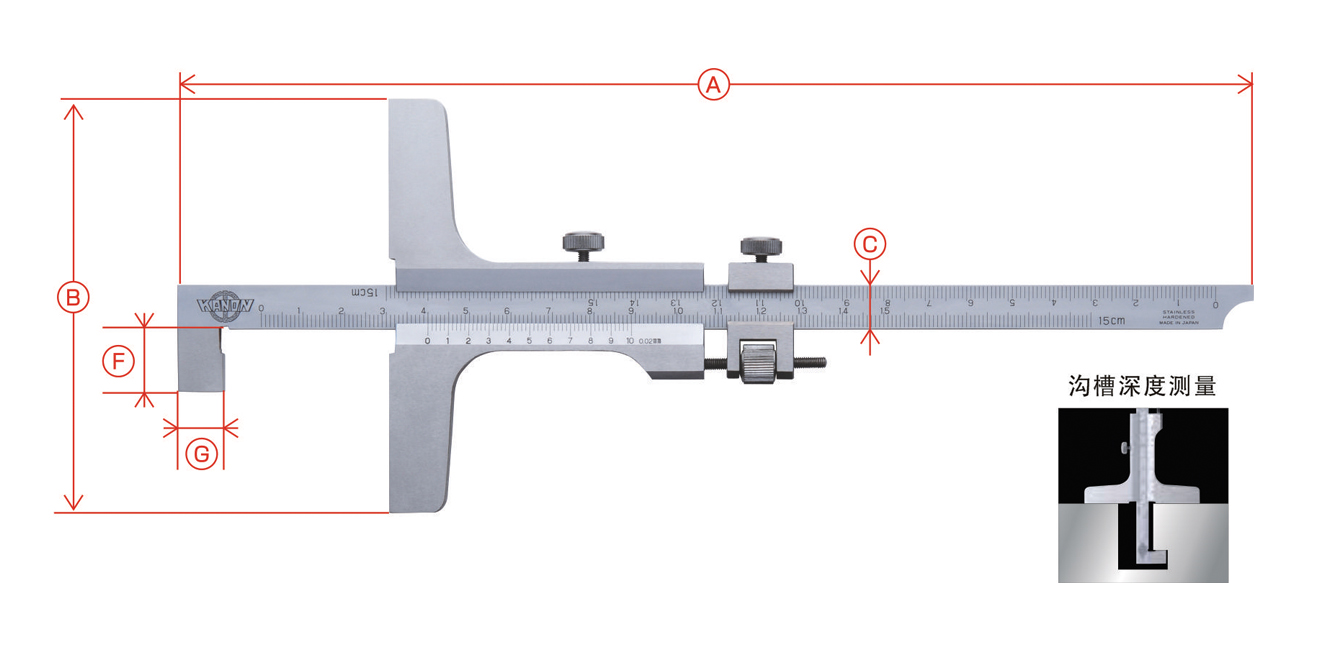 花洒及配件与游标卡尺怎么测量槽宽