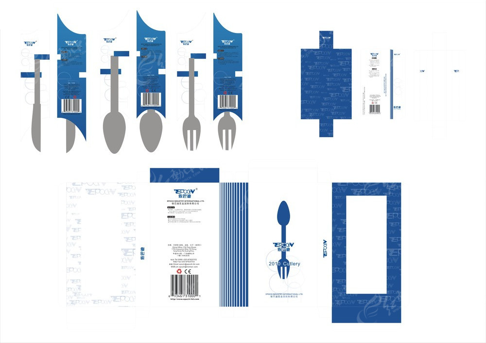 板卡与餐具包装设计展开图