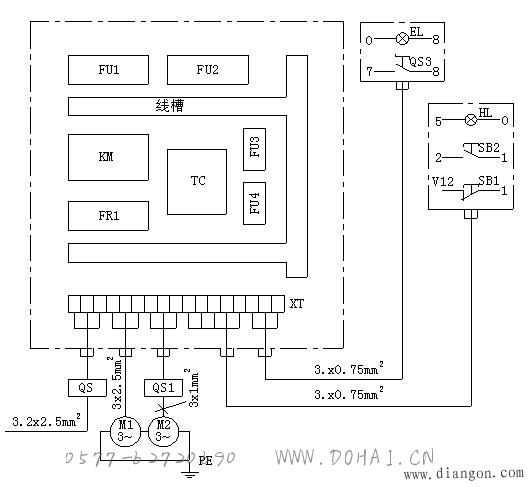 床头控制板与低压控制器与线组绕线机接线图