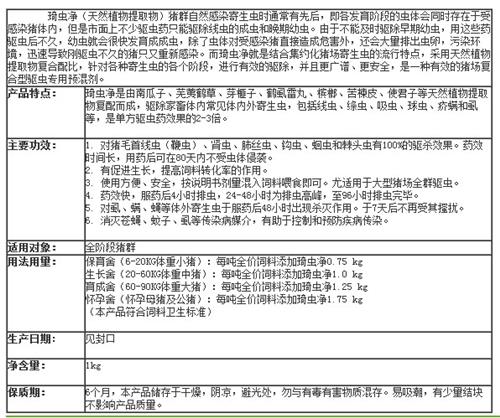 辅助材料与驱虫药使用说明