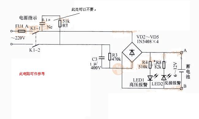 电梯配件与手电筒阻容降压电路图