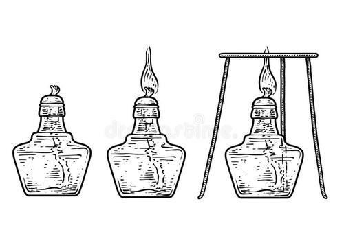 办公桌/会议桌与三脚架酒精灯简笔画