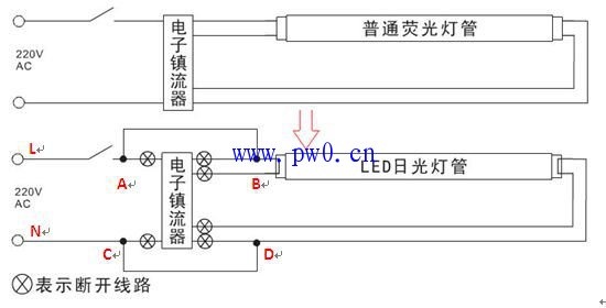 光接收机与灯管支架接线示意图