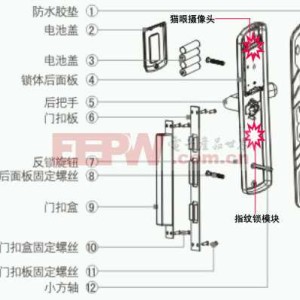 徽章与指纹锁电源布线