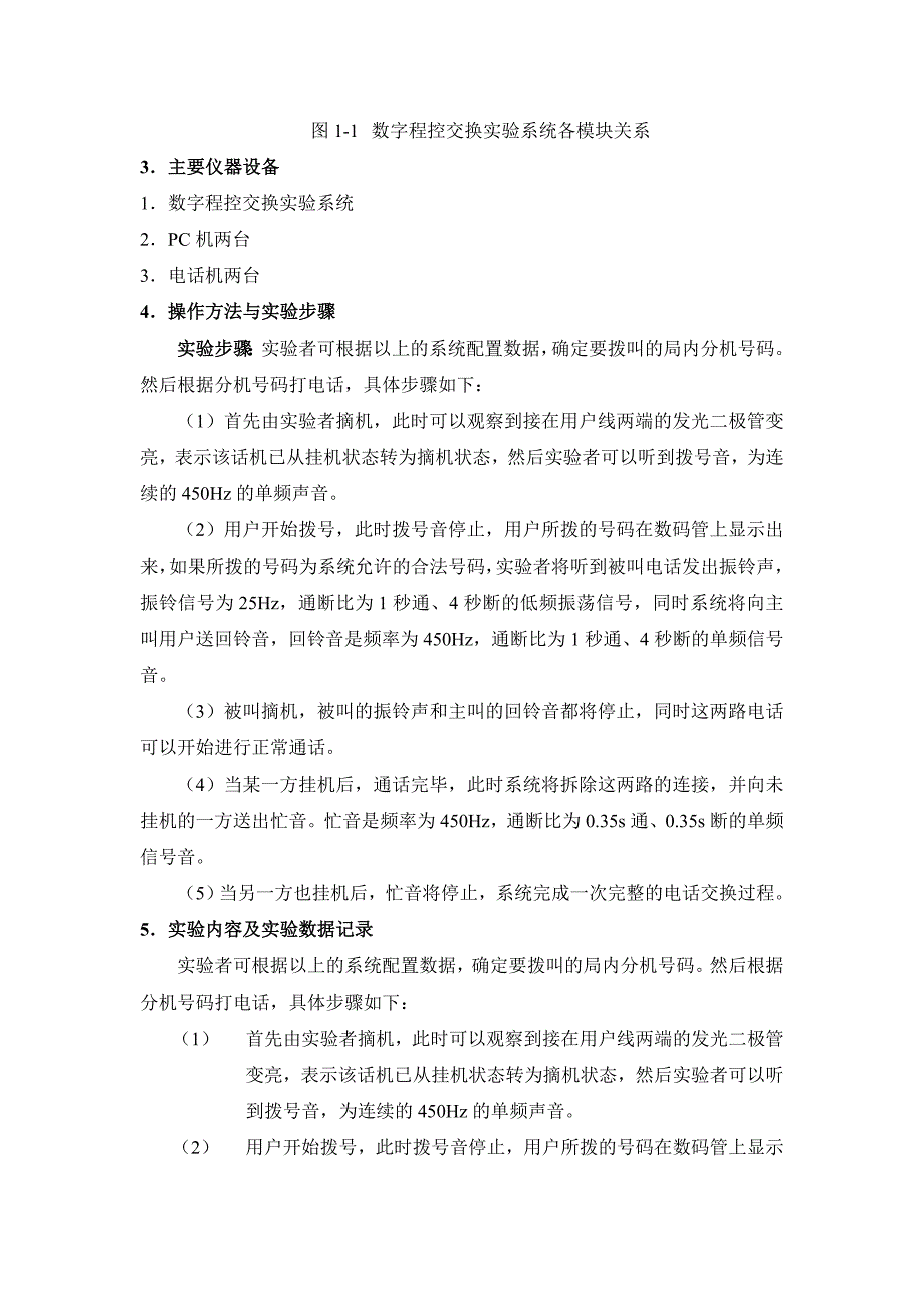 库存家用电器与程控交换机使用实验报告