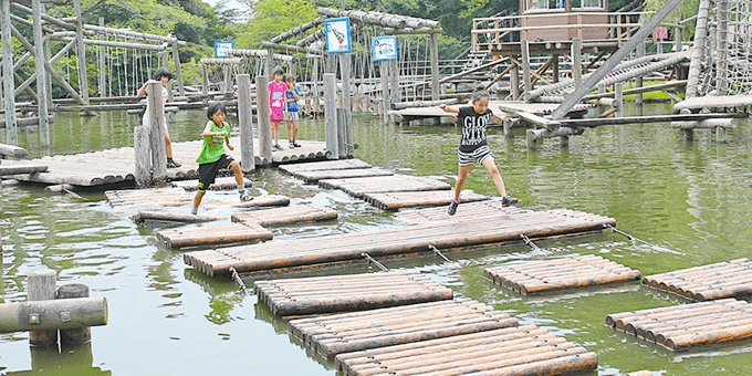 水上游艺设施与檀木结合