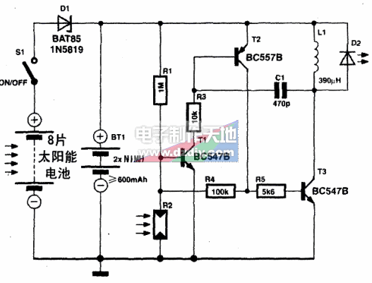 太阳能庭院灯与电子玩具电路图