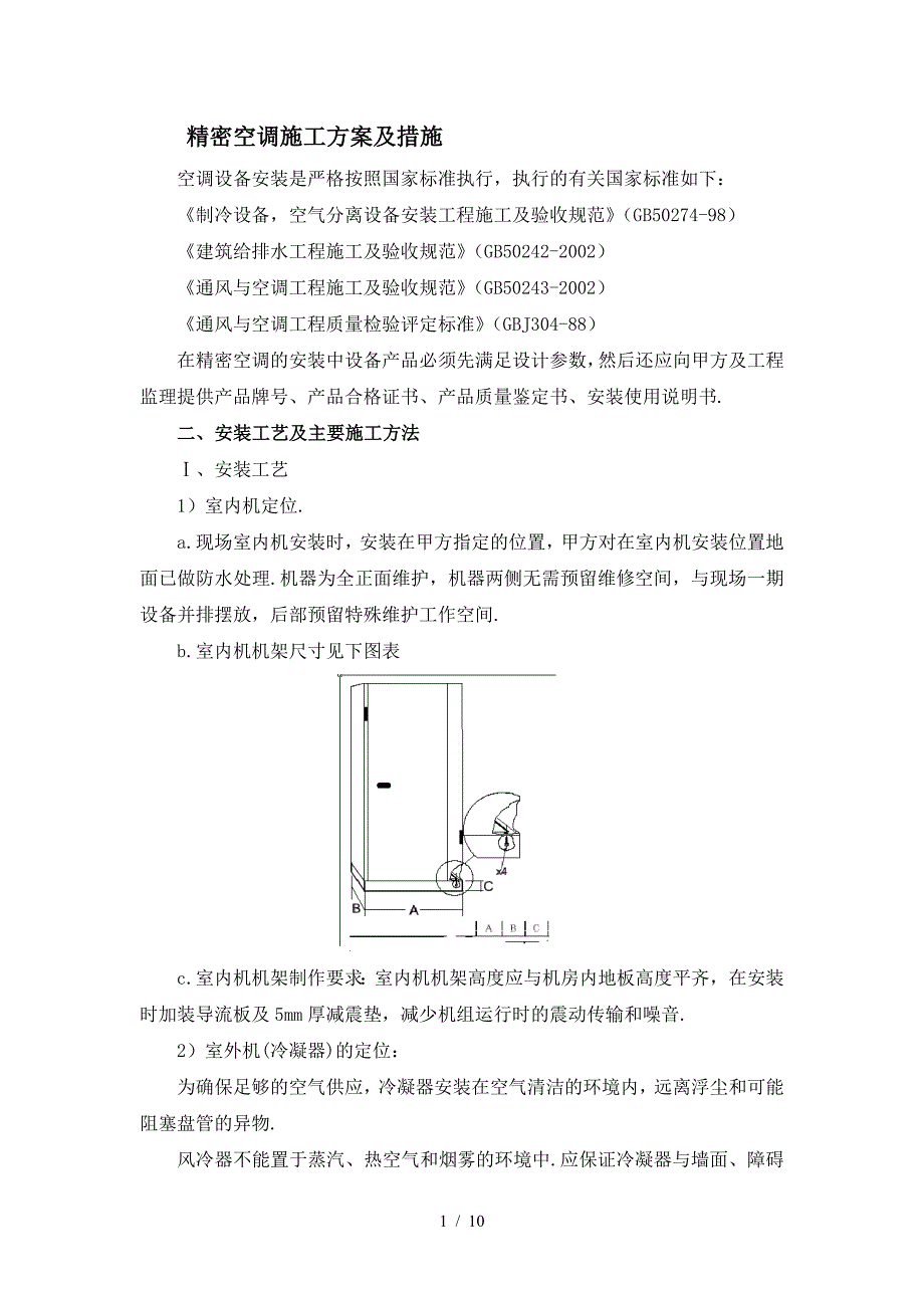 炊具配件与精密空调安装施工方案