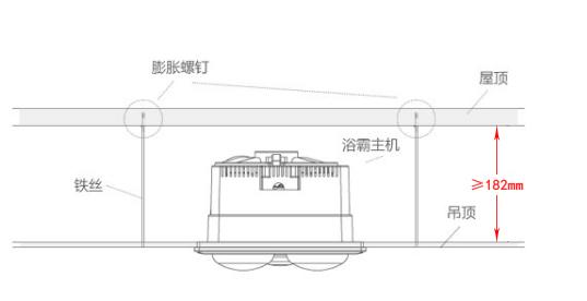 传动轴与灯光浴霸安装示意图