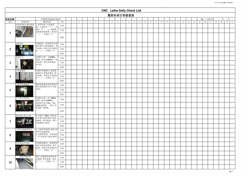 螺纹加工机床与门禁巡检表单