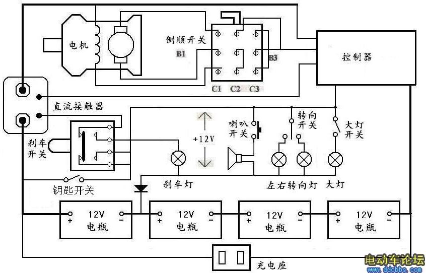 滤波器与三轮摩托车线路总成连接图