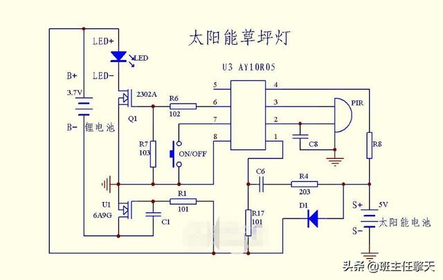 色织布与太阳能庭院灯电路图讲解