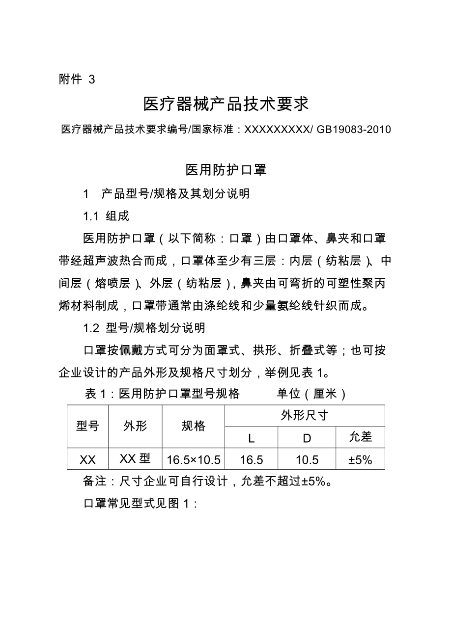 木炭与医用防护口罩产品技术要求