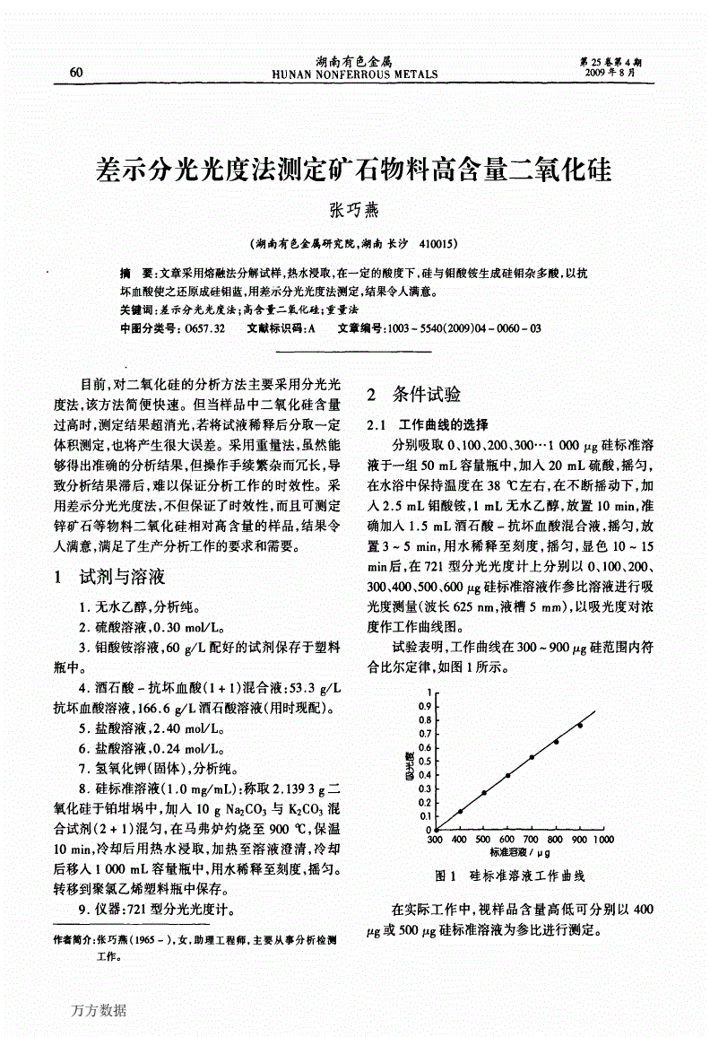 单色仪与硅灰石化学分析