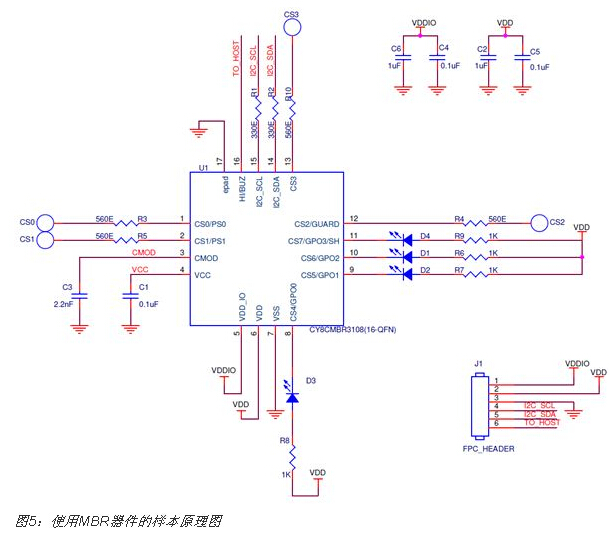 绝缘导线与触摸芯片电路图