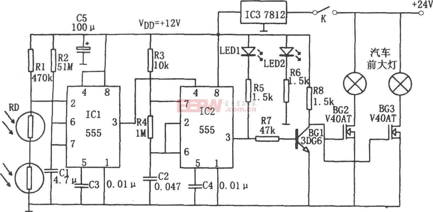 花洒与汽车信号灯电路图