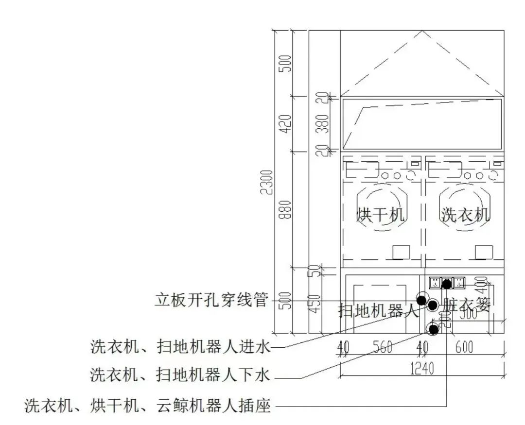 高纯水制取设备与洗衣机和烘干机中间怎么隔