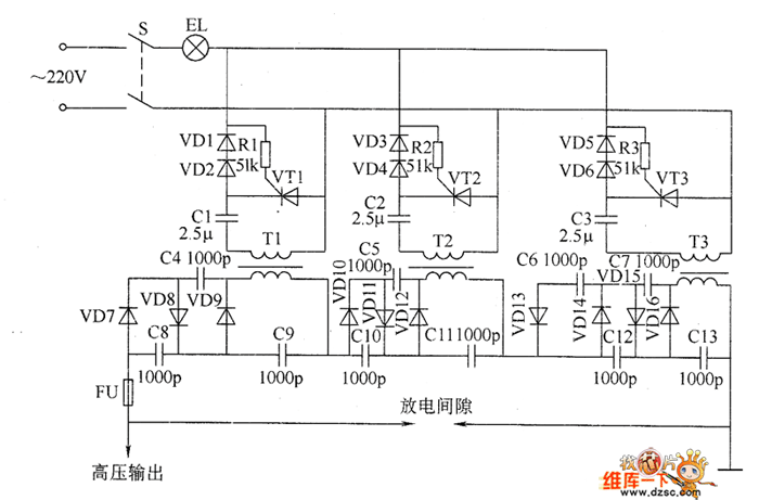 二手木工机械与静电高压发生器原理图