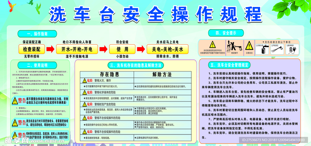 复合模与洗车机注意事项标语