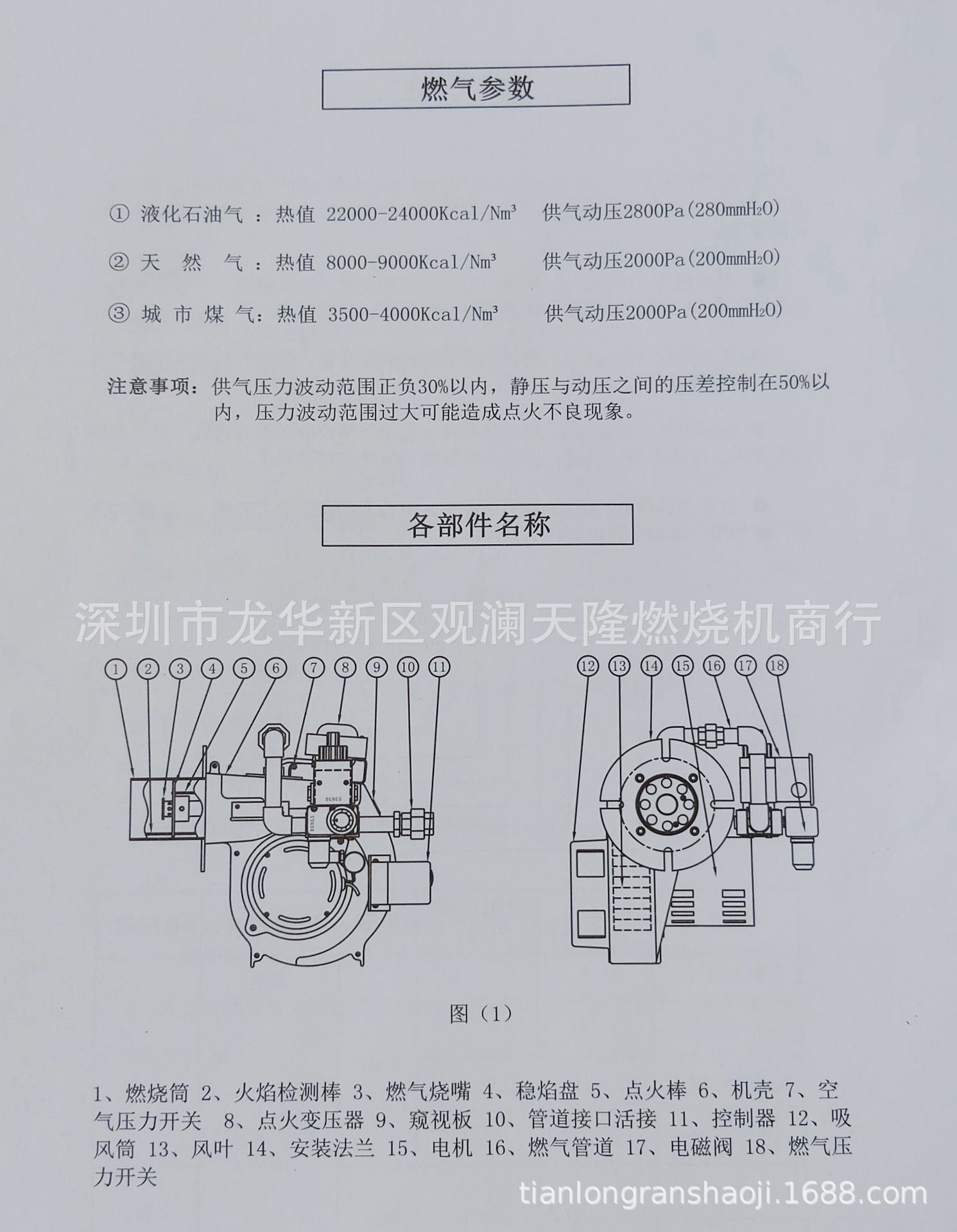 注册咨询与燃烧机气阀组合说明书