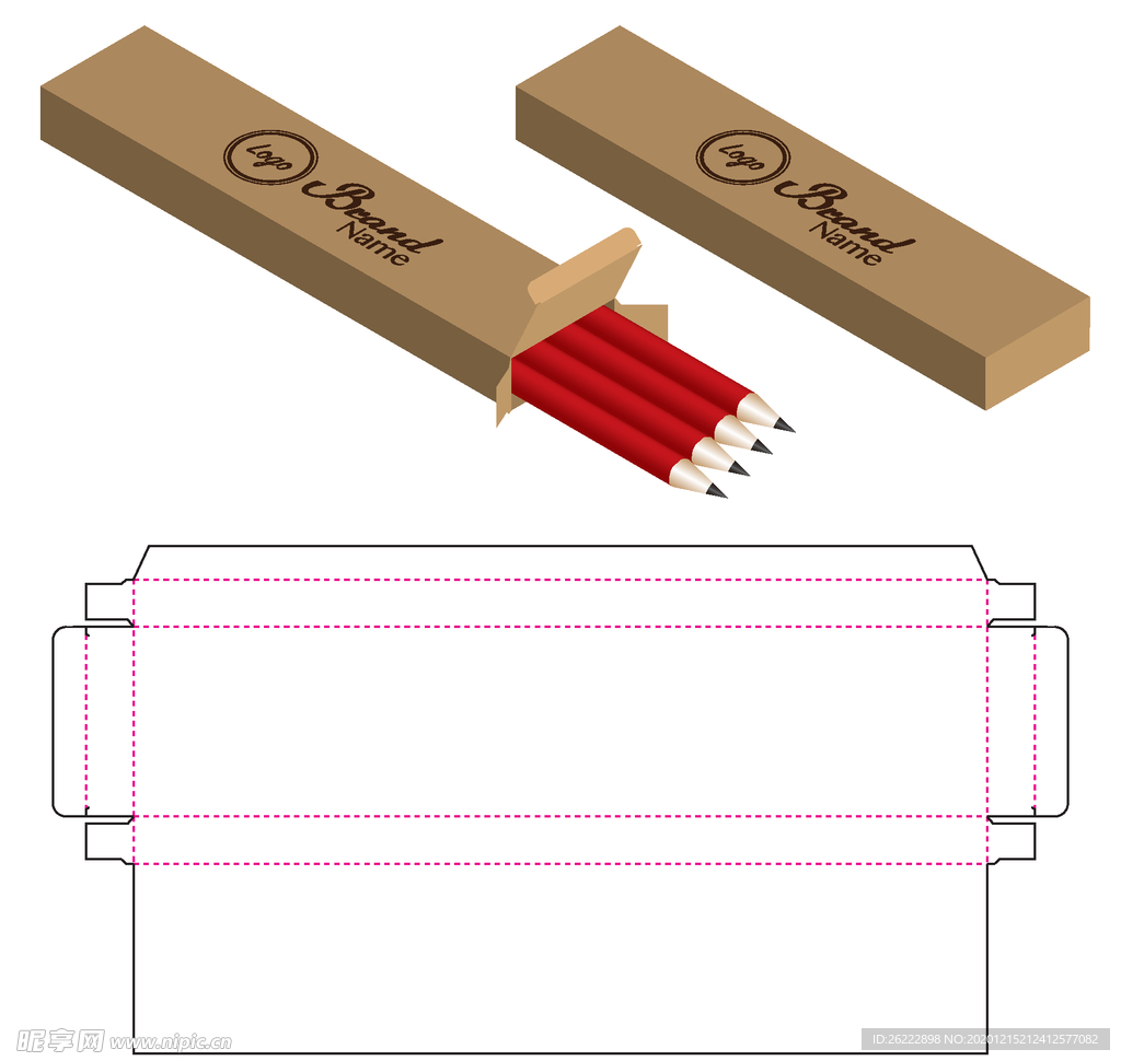 围巾与铅笔包装设计展开图