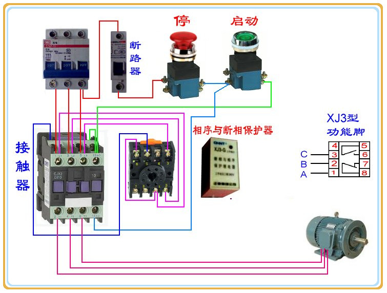 信封与热保护和接触器的接法