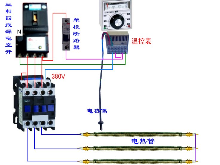 反射铝板/铝材与电热器温控器怎样接线