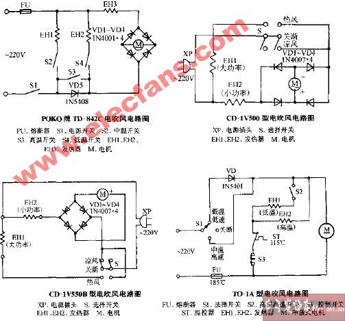 车用润滑油与电吹风调速开关电路图