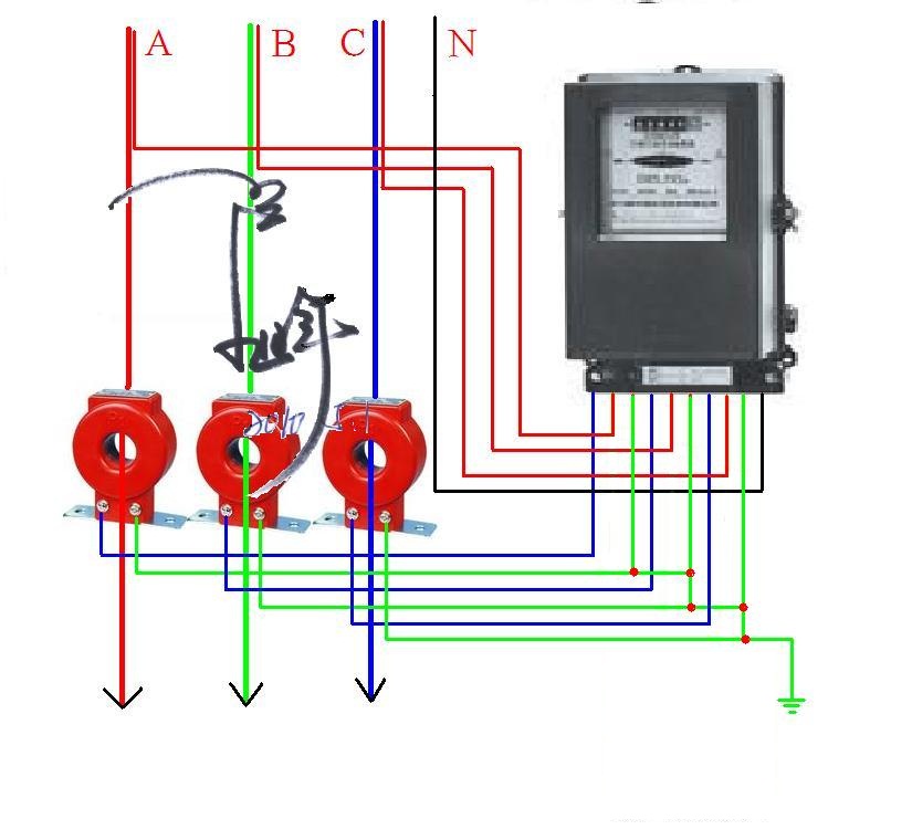 箱包设备与电流互感器跟电表怎么接线