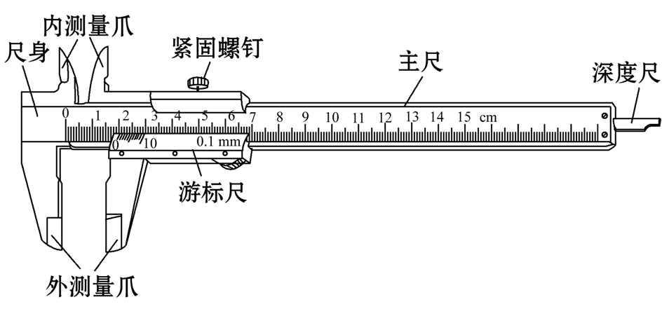 竹与游标卡尺内测量爪和外侧量爪