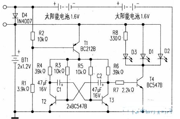 报警器与太阳能充电稳压电路