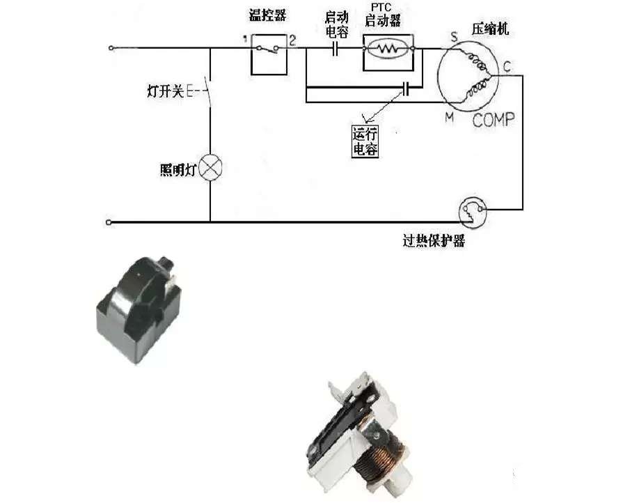 电动机配件与展示冷藏柜压缩机接线图