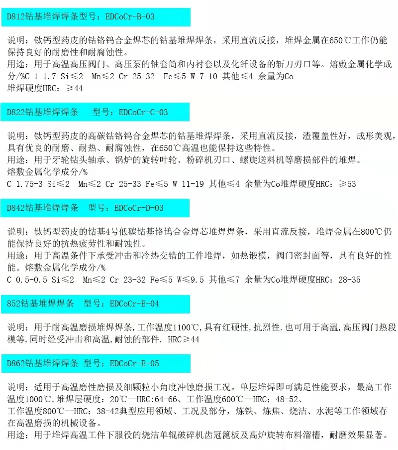 加工设备与钴基焊条价格