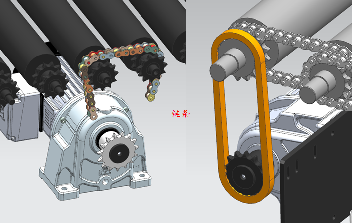 电机与链条链轮的连接