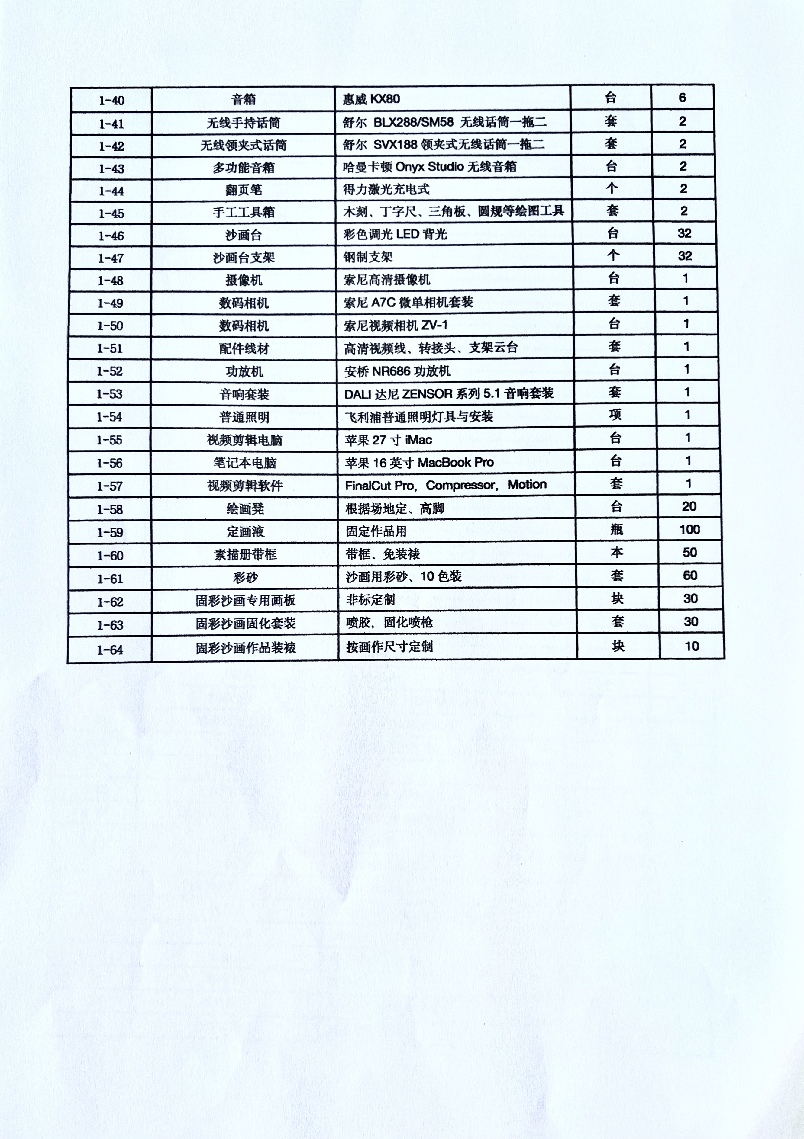 美术用品清单及价格