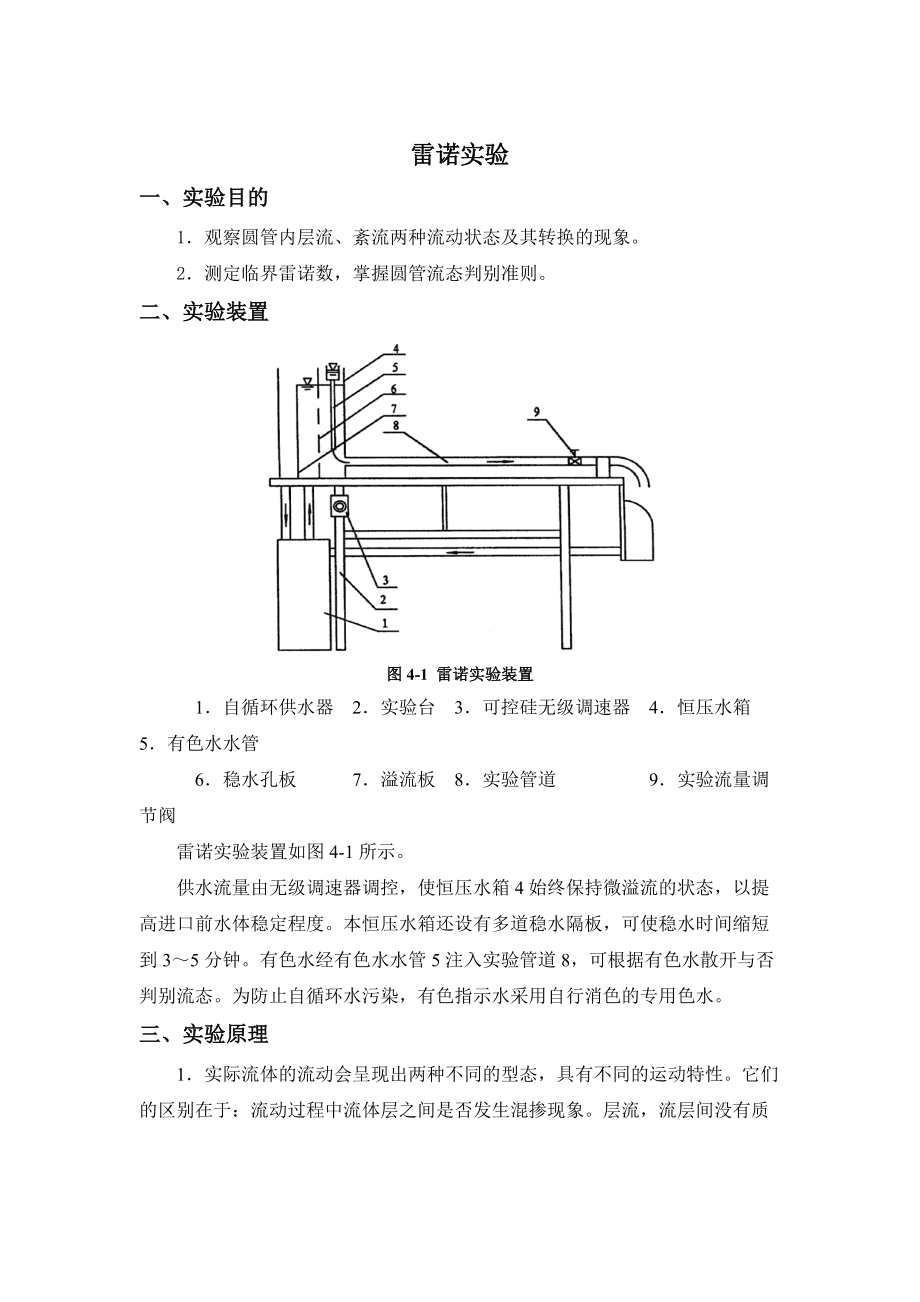 雷诺实验流动现象