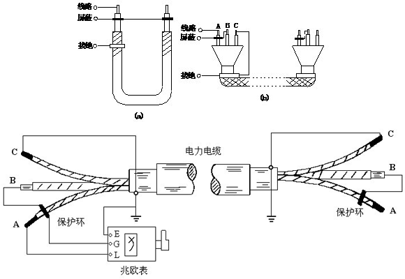 画出利用屏蔽端子测量支柱绝缘子绝缘电阻的原理接线图