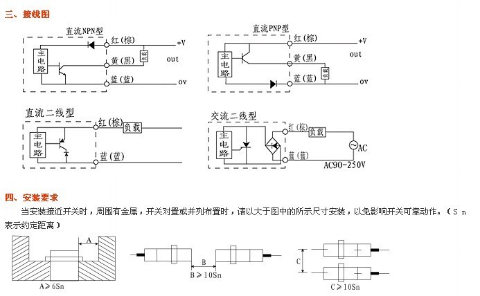 接近开关安装距离