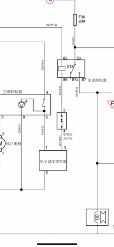 装载机空调继电器线路怎么接线