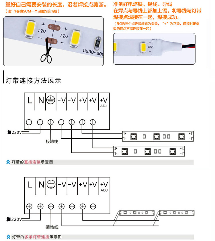 低压灯带连接示意图